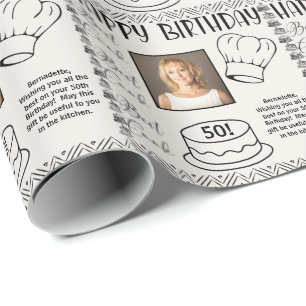 Photo Name Age Text Best Cook Birthday Wrapping Paper