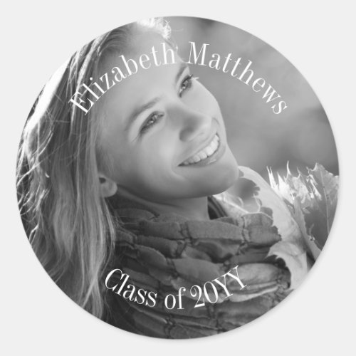 Photo Name and Class Year Graduation Classic Round Sticker
