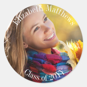 Photo Name and Class Year Graduation Classic Round Sticker