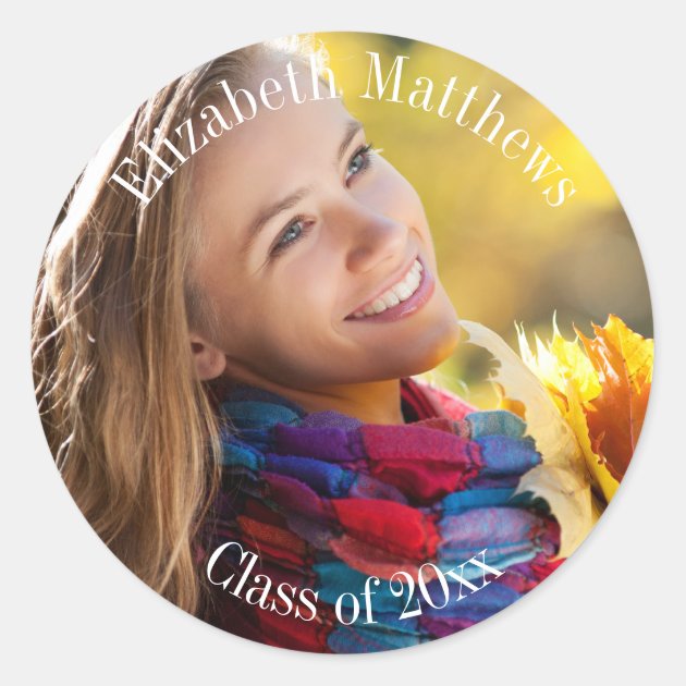 Photo Name And Class Year Graduation Classic Round Sticker