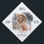 Photo name and year of graduation cap topper<br><div class="desc">Photo name and year of graduation cap board. Congrats to the grad,  class of 20xx also available. Change the colour to suit your style.</div>
