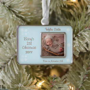 Photo Name Birth Date Baby's First 1st Christmas Ornament