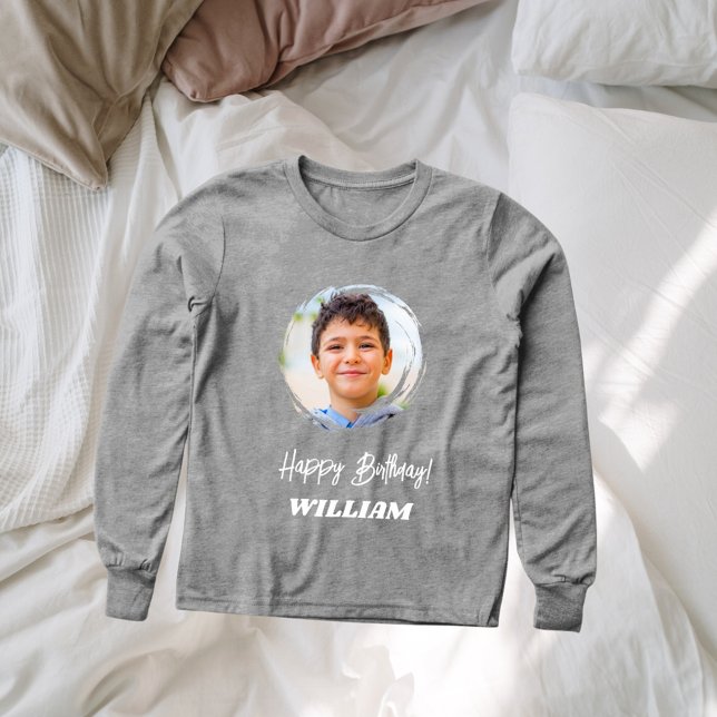 Photo name birthday boy gray Tri-Blend shirts (Creator Uploaded)