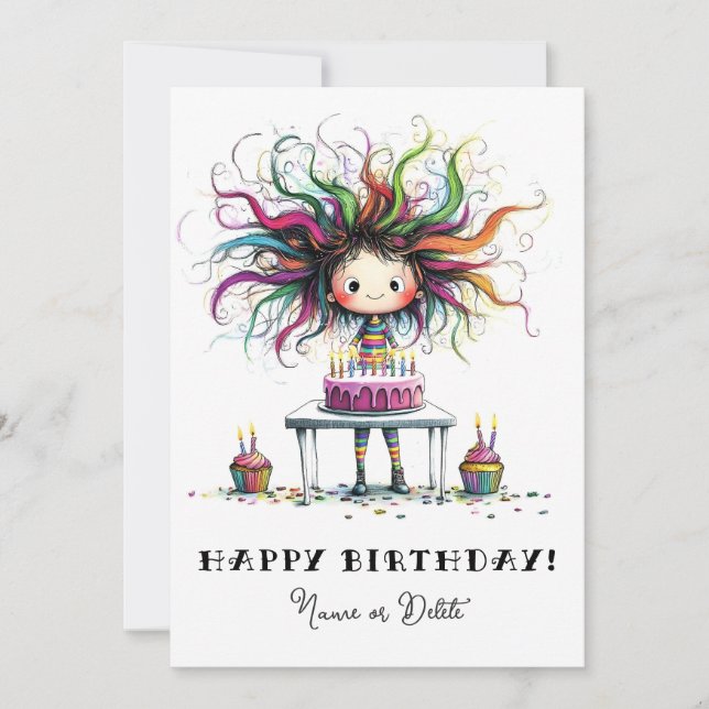 * # PHOTO NAME Birthday Card Personalize Whimsical (Front)