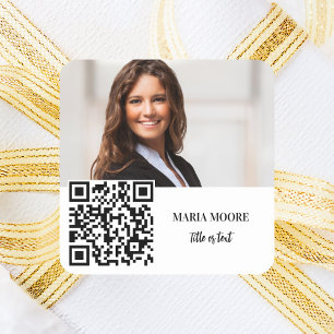 Photo name brand color QR code business Square Sticker