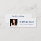 Photo name card graduation announcement blue (Front/Back)