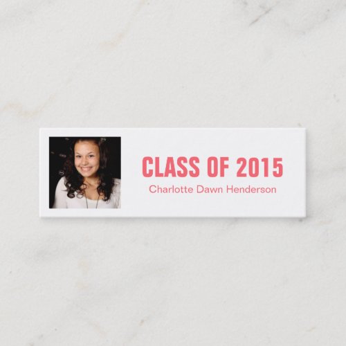 Photo name card graduation announcement pink business card template