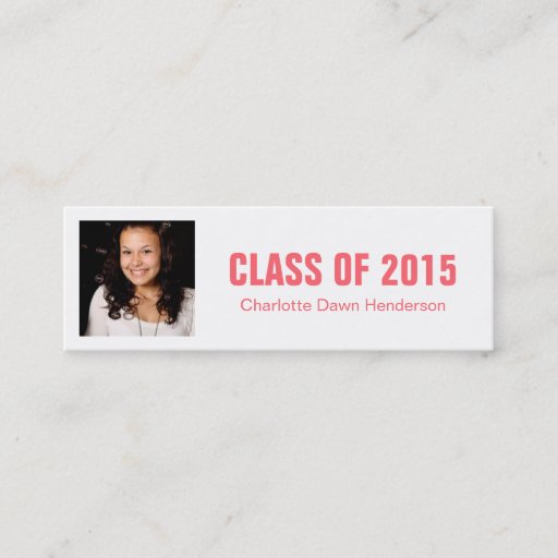 Customizable Photo name card graduation announcement pink business card template