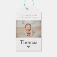 Photo Name First Birthday Party Heart Thank You