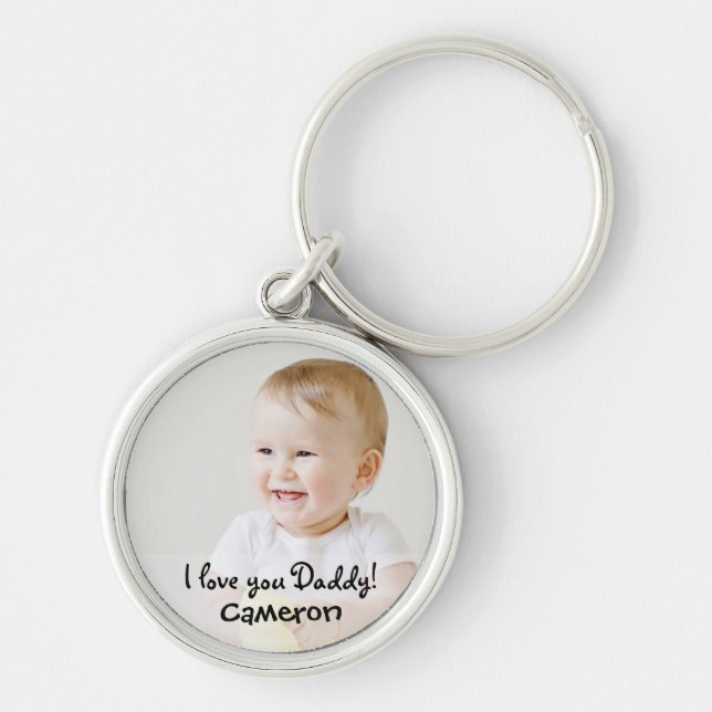 Photo Name I love you Daddy Father's day Keychain (Front)