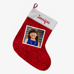 Photo Name Personalized Large Christmas Stocking