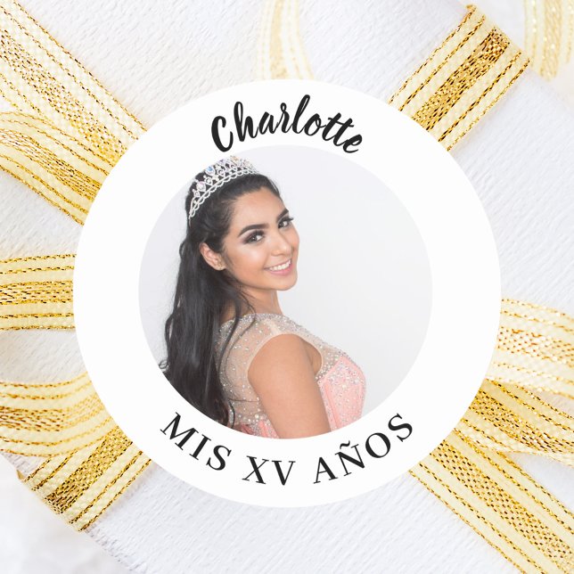 Photo name Quinceanera Classic Round Sticker (Creator Uploaded)