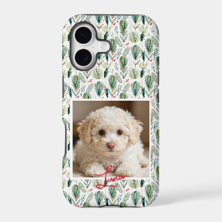 Photo & Name Scandinavian Christmas Sage Green iPhone 17 Case
