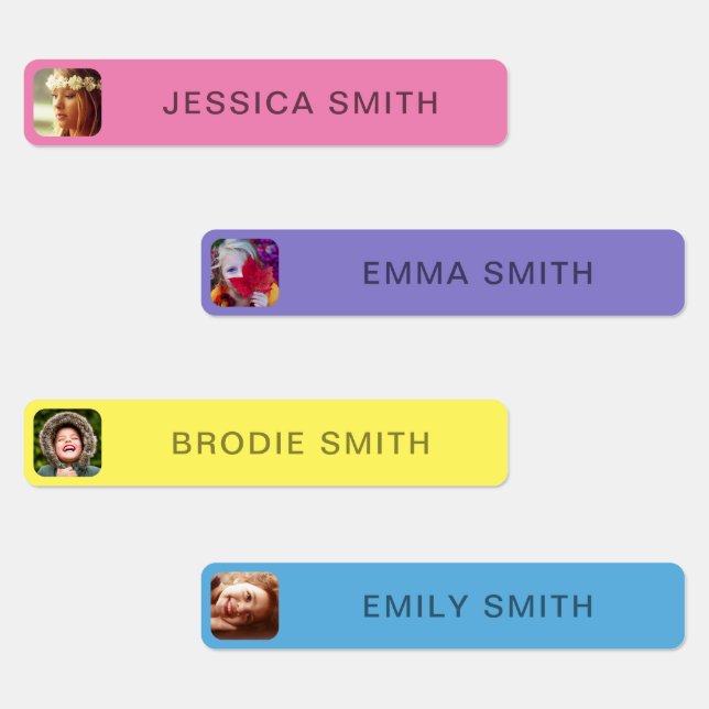 Photo & Name Sticker Labels Template (Group)