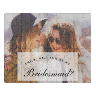 Photo Name Will You Be My Bridesmaid Proposal Jigsaw Puzzle