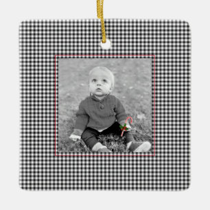 PHOTO NAME YEAR Gingham Timeless Annual Ceramic Ornament