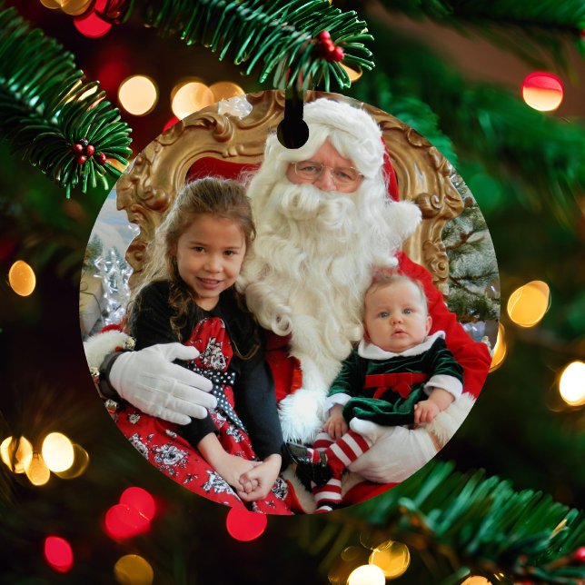 Photo Names Ages Personalize Gift Metal Ornament (Creator Uploaded)