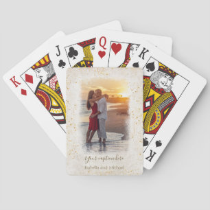 Photo, Names and Caption Template - Ivory and Gold Poker Cards