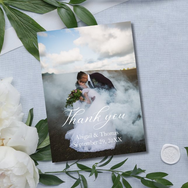 Photo Names and Date Wedding Thank You Card (Wedding Photo Wedding Thank you card. Personalize the front and the back of the card)