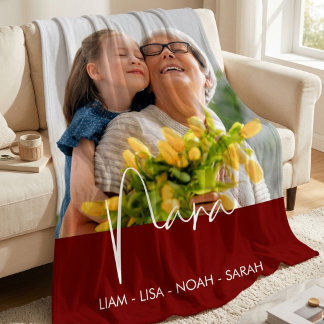 PHOTO Nana Grandma Grandchildren Fleece Blank Blanket