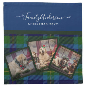 PHOTO NAPKIN - Miller TARTAN Blue Christmas Gift