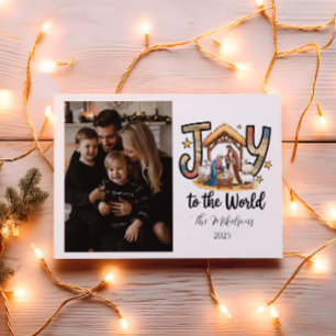 Photo Nativity Joy to the World Christmas Holiday Card