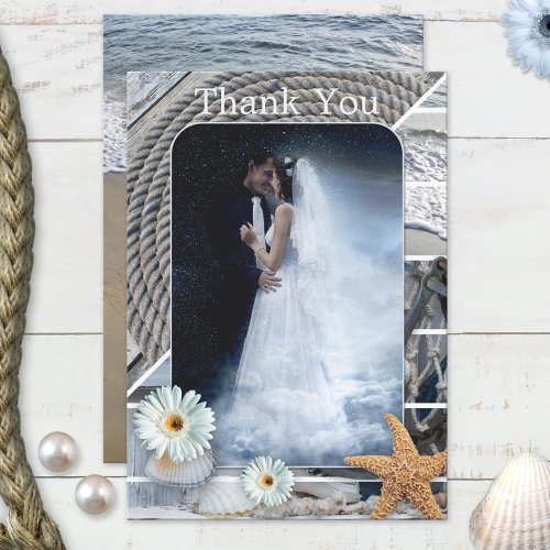 Photo Nautical Beach Wedding Thank You Card