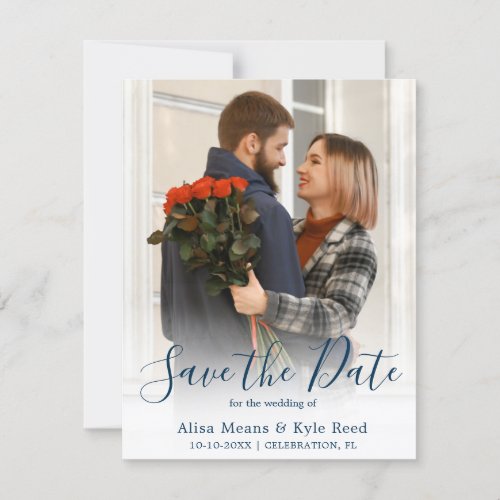 Photo Navy Blue Save the Date Announcement