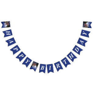 Photo Navy Gradient Happy Birthday Bunting Flags