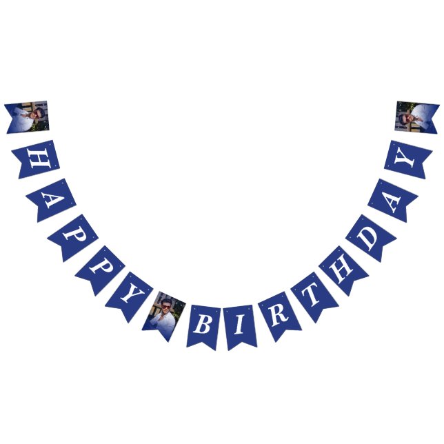 Photo Navy Gradient Happy Birthday Bunting Flags (All)