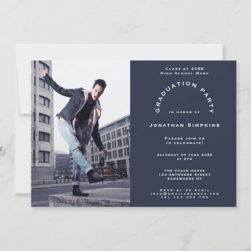 Photo Navy Male Graduation Party Invitation