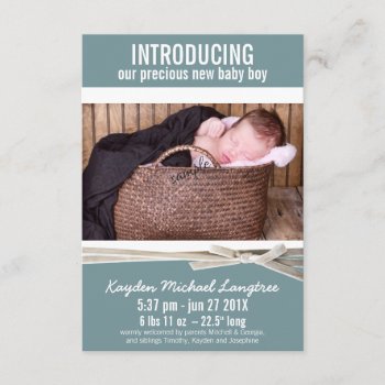 Photo New Baby Boy Birth Announcement by PartyHearty at Zazzle