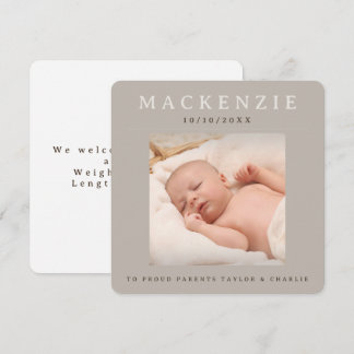 Photo New Baby Photo Personalized 2 sided Note Card