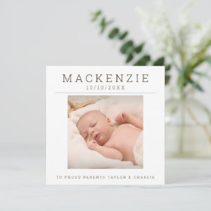 Photo New Baby Photo Personalized 2 sided Note Card