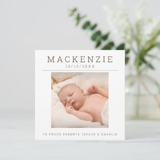 Photo New Baby Photo Personalized 2 sided Note Card