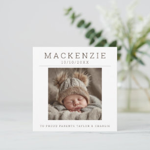 Photo New Baby Photo Personalized 2 sided Note Card