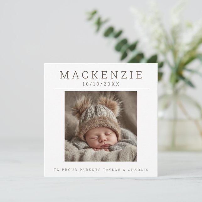 Photo New Baby Photo Personalized 2 sided Note Card (Standing Front)