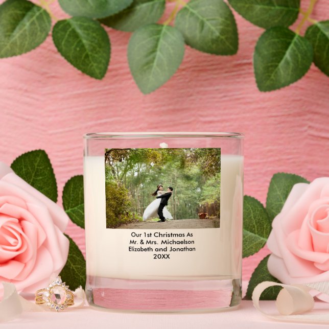 Photo Newlywed First Christmas Scented Candle (Wedding)