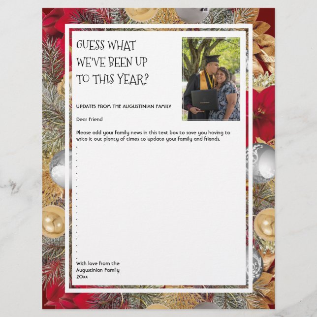 Photo Newsletter | CHRISTMAS WREATH | Family Letterhead (Front)