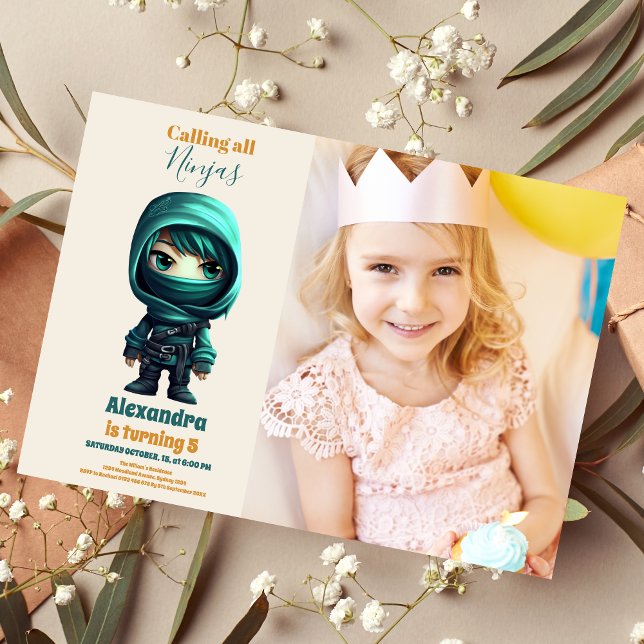 Photo Ninja Birthday Karate Party Invitation (Creator Uploaded)