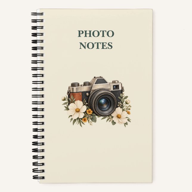 Photo Notes Vintage Camera and Cosmos Notebook (Front)