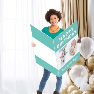 Photo Number 70 Teal Border Giant 70th Birthday Card