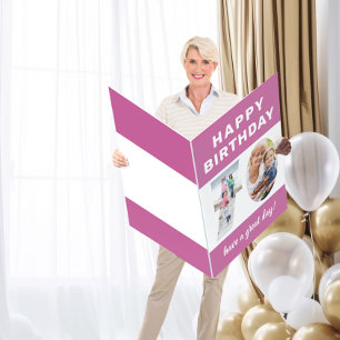 Photo Number Pink Border Giant 70th Birthday Card