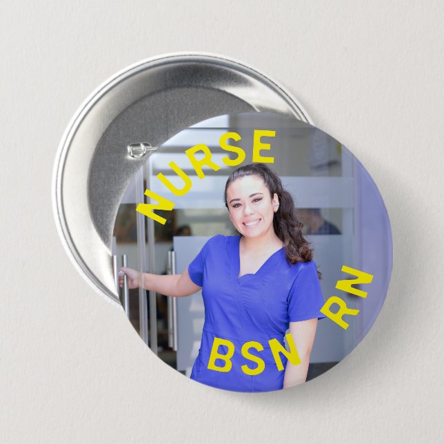 photo nurse bsn rn 3 inch circle button (Front & Back)