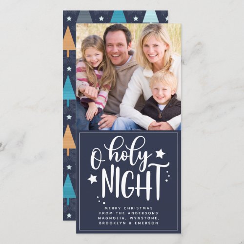 Photo O Holy Night Blue   Holiday Card