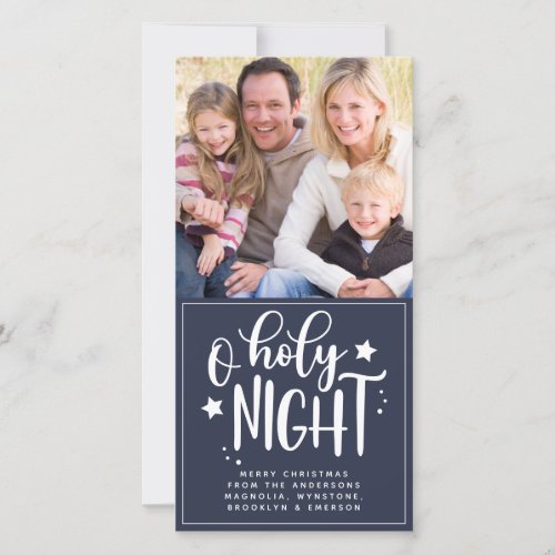 Photo O Holy Night Blue   Holiday Card