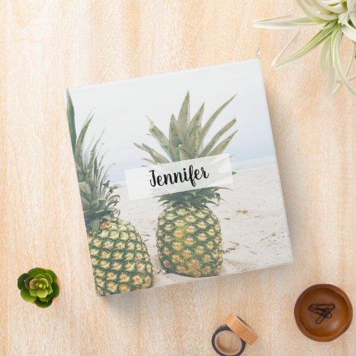 Photo of 2 Pineapples on a Beach 3 Ring Binder