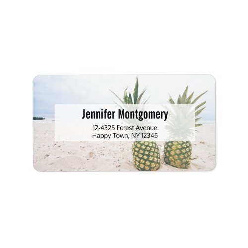 Photo of 2 Pineapples on a Beach Address Label