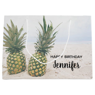 Photo of 2 Pineapples on a Beach Birthday Large Gift Bag