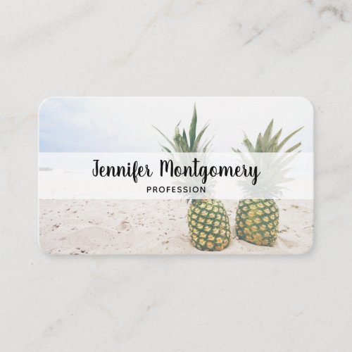 Photo of 2 Pineapples on a Beach Business Card